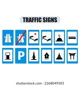 traffic signs icon set isolated on white color background. illustration vector