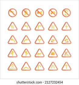 Icono de Señales de Tráfico conjunto vector plano para sitio web, aplicación móvil, presentación, medios sociales.