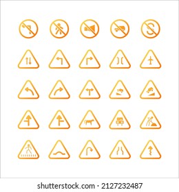 Traffic Signs icon set vector gradient for website, mobile app, presentation, social media.