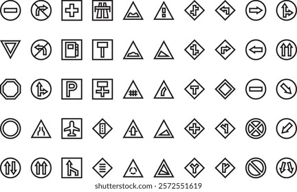 Traffic signs icons High-Quality Vector Icons Collection with Editable Stroke. Ideal for Professional and Creative Projects.