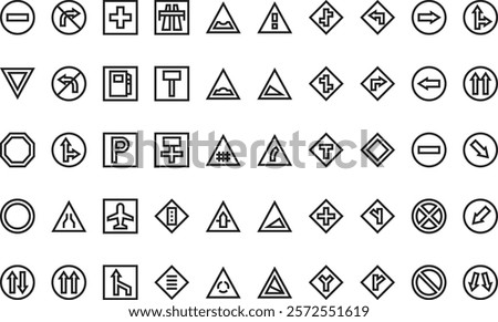 Traffic signs icons High-Quality Vector Icons Collection with Editable Stroke. Ideal for Professional and Creative Projects.