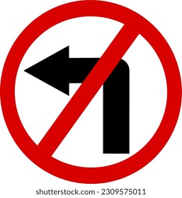 Traffic signs. illustration of traffic signs in flat style. Traffic is prohibited from turning left. Replaceable vector design.