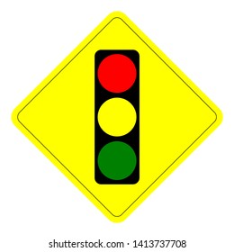Traffic signs of traffic lights on a yellow rhombus background