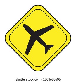 Traffic signs low flying aircraft stock vector illustration.
isolated on white background.Top view