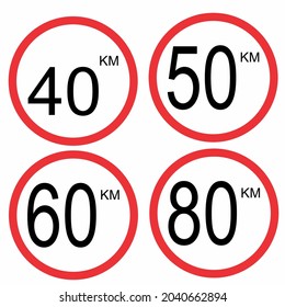 El tráfico marca la velocidad máxima. símbolo de tráfico vectorial y de icono. ilustración