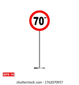 
traffic signs, maximum speed limit signs of 70 km. vector illustration