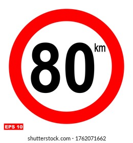 
traffic signs, maximum speed limit signs of 80 km.
