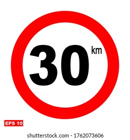 
traffic signs, maximum speed limit signs of 30 km.