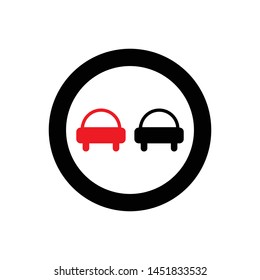Traffic signs, no overtaking. Vector icon