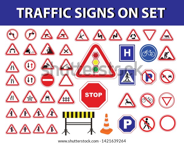 Traffic Signs On Set Traffic Rules Stock Vector (Royalty Free) 1421639264