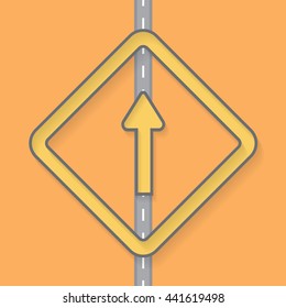 Traffic signs on Street road vector Background