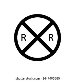 Traffic signs, railroad crossing. Vector icon