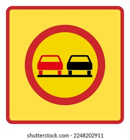 Traffic signs. Road signs. Instruction road signs. Road signs acting on the area. No overtaking.