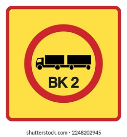 Traffic signs. Road signs. Instruction road signs. Road signs acting on the area. Capacity class limitation for roads of class BK2, the maximum value is 51,4 tons.