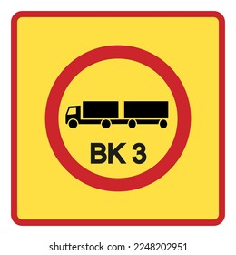 Traffic signs. Road signs. Instruction road signs. Road signs acting on the area. Capacity class limitation for roads of class BK3, the maximum value is 37.5 tons.