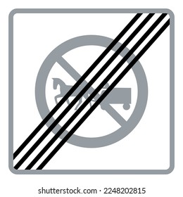 Señales de tráfico. Señales de carreteras. Instrucción de señalización de carreteras. Fin del ámbito de un signo. Prohibido el movimiento animal.