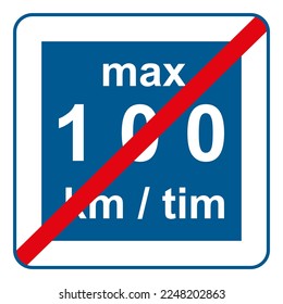 Traffic signs. Road signs. Instruction road signs. End of recommended to reduce speed sign 100 km.