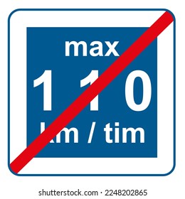 Traffic signs. Road signs. Instruction road signs. End of recommended to reduce speed sign 110 km.