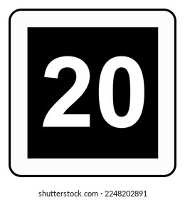 Traffic signs. Road signs. Instruction road signs. Recommended maximum speed 20.