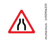 Traffic signs, road narrows on both sides. Vector icon