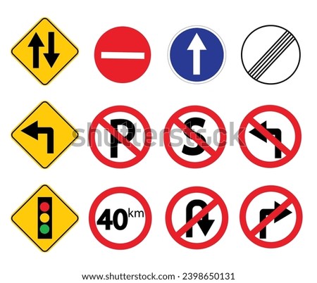 Traffic signs set isolated on white background
