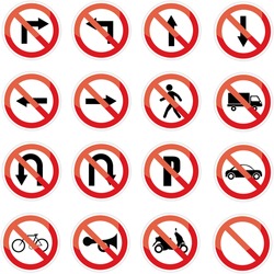 Traffic Signs set on white background.vector illustration