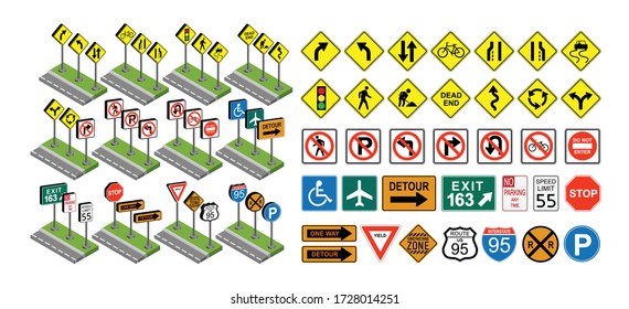 Traffic  signs set, vector illustration isolated on white, eps 10 vector