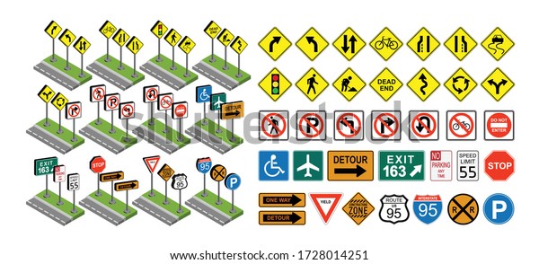 Traffic Signs Set Vector Illustration Isolated Stock Vector (Royalty ...