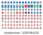 Traffic signs. Traffic-Road Sign Collection web icons. Vector traffic signs design.