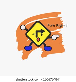 Traffic Signs Turn Right Sharp Curve Vector Template