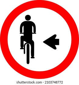Traffic signs used in Brazil, Cyclist, transit on the left, It informs the cyclist of the obligation to transit on the left side of the area, road or lane.