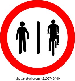 Traffic signs used in Brazil, Pedestrians on the left, cyclists on the right, Regulates pedestrian traffic on the left and cyclists on the right of the area, road or lane.