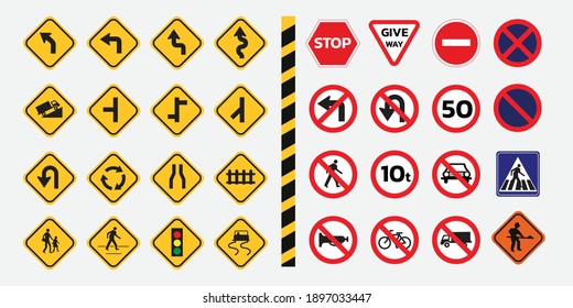 Traffic signs. Vector traffic signs design.