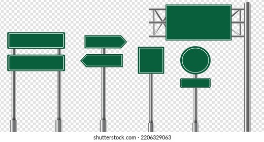 Señales de tráfico vectores Señales de carreteras verdes placa de señalización de anuncios en blanco conjunto de señales de calle