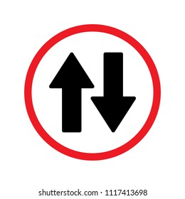 Traffic signs. vector illustration. A public icon showing on the road. Two way warning sign