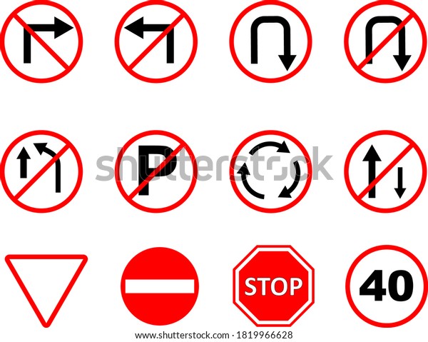 Traffic Signs Vector Set No Parking Stock Vector (royalty Free 