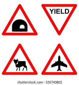 Traffic signs vector set on white background