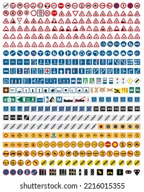 Traffic signs in vector. Set of traffic rules signs.