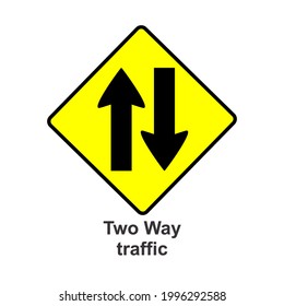 Traffic signs vector, two way traffic, suitable for traffic guide book