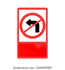 traffic signs for vehicle users to be prohibited from turning to the left with a simple design