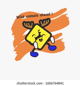 Traffic Signs Wild Animals Ahead Vector Template