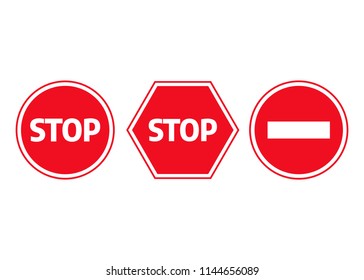 Traffic stop dangerous vector signs. Stop, warning and attention sign