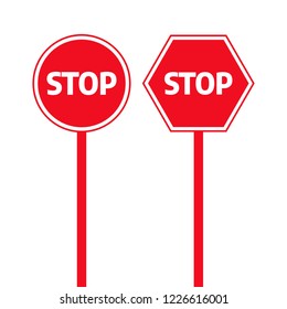 Traffic stop dangerous vector signs. Stop, warning and attention sign