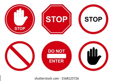 Traffic stop icon design. Set of traffic stop sign icon in trendy flat style design. Vector illustration.