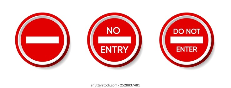 Traffic stop icon design. Set of traffic stop sign icon in trendy flat style design. Vector illustration. Wrong mark. False icon. Stop and do not enter sign icon. Warning and attention.