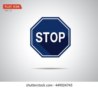 Traffic Stop Sign blue Icon, logo vector illustration