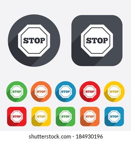 Traffic stop sign icon. Caution symbol. Circles and rounded squares 12 buttons. Vector