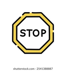 Verkehrsstopp-Symbol, Vektor einzeln auf weißem Hintergrund, Verkehrsstopp-Zeichen, transparentes Zeichen, lineares Symbol und Strichdesign-Elemente im Umrissstil