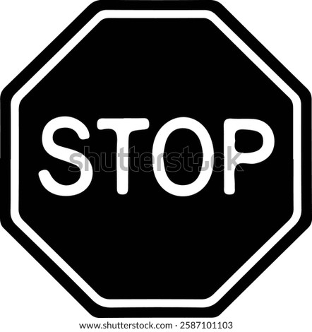 Traffic stop sign icon vector. Black symbol on white background. Flat style.