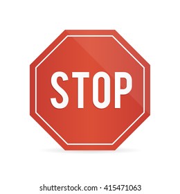 Traffic  stop sign on a white background with shadow